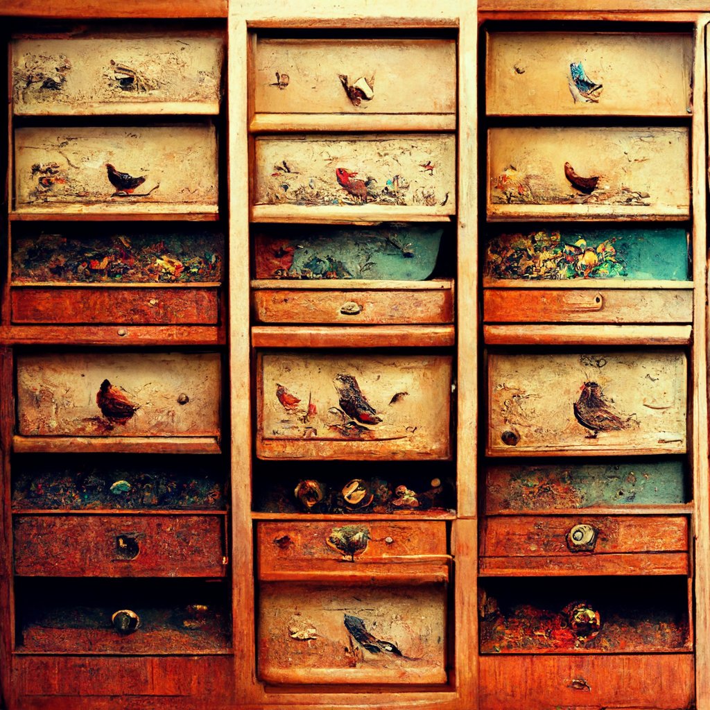 Klassisches Bild von Schubladen, in denen Vögel liegen oder Was ist eigentlich los? Musk, Mastodon und Mordor